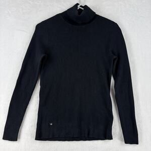 Lauren Ralph Lauren Ribbed Black Turtleneck Sweater Large Pullover Stretch